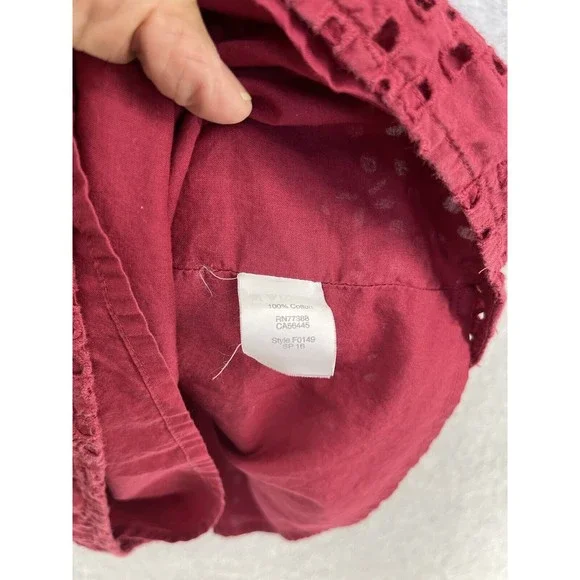 Madewell Women's Cutout Dress Solid Red Pockets Short Sleeve Size 6 - Picture 5 of 10